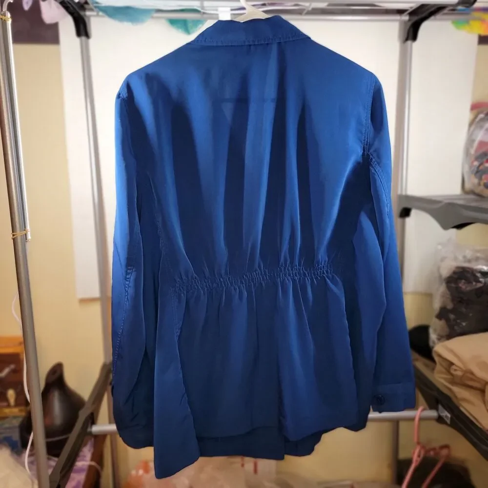 Joan Rivers Full Button Blouse LS Dark Navy Blue - Size 14